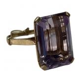 LARGE 10k YELLOW GOLD AMETHYST COCKTAIL RING