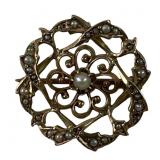 ANTIQUE VICTORIAN 10K YELLOW GOLD PEARL BROOCH