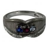 10K WHITE GOLD MULTI STONE RING