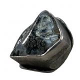 LARGE MODERNIST STERLING & AGATE RING