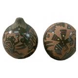 (2) EMILY TAFOYA ETCHED POTTERY SEED POTS