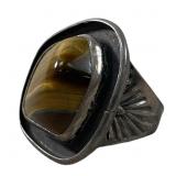 NAVAJO STERLING & TIGER EYE RING
