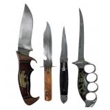 (4) Bowie Knifes & Folding Knife