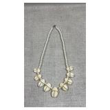 Vtg Hand carved bone and brass inlaid  scarab