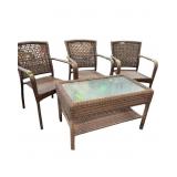3 Stackable Patio Chairs with Coffee Table