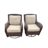 2 Outdoor Swivel Patio Chairs with Cushions