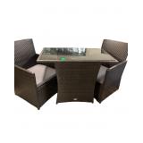 Pathjoy Rattan Dining Set with Glass Top Table
