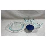 collection of vintage Pyrex clear glass bakeware