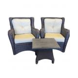 2 Wicker Resin Chairs with Side Table