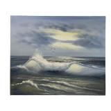 Signed Seascape Oil Painting On Canvas