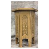 Vintage Wooden Hexagonal Accent Table with Floral