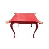 Vtg Wooden Game Table w Slideout Drink Coasters