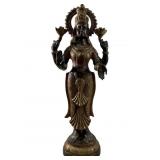 LARGE ANTIQUE FOUR ARM LAKSHMI BRONZE SCULPTURE