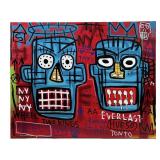 ATTRIBUTED JEAN MICHEL BASQUIAT ACRYLIC ON CANVAS