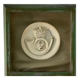 ANTIQUE CARVED IVORY ENGLISH SOLDIERS BADGE