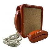 MID CENTURY WESTERN ELECTRIC ORANGE WALL PHONE