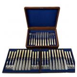 ANTIQUE CARVED BONE SHEFFIELD ENGLISH FLATWARE