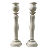 PAIR OF ANTIQUE CARVED IVORY CANDLE STICK HOLDERS