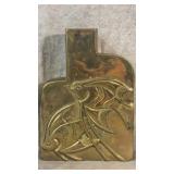 Vintage Korean Brass Vase, Bas-relief Two Fish