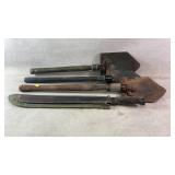 (3) vintage foldable military shovels & vintage