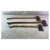 (3) vintage single-bit axes