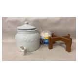 Water Dispenser with Wooden Pedestal