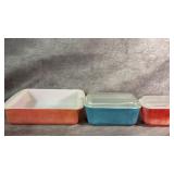 (3) Vintage Pyrex Covered Refrigerator Dishes