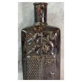 Vintage Large Brown, Embossed Ceramic Bottle