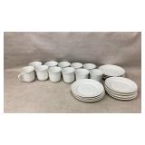 Gibson White Porcelain Cups and Saucers Set