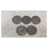 5 Eisenhower Dollar Coins, 1971-1974