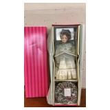 Porcelain Doll in Box with Accessories and Display