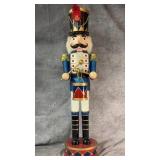 Large Blue and Red Wooden Nutcracker Drummer