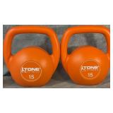 (2) Tone Fitness 15-pound Cement-filled