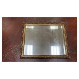 vintage carved wooden rectangular mirror with a