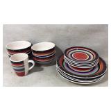 Gibson Rainbow Striped Ceramic Dinnerware Set