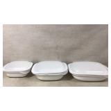 Three CorningWare Covered Baking Dishes