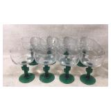 8 Margarita Glasses with Green Cactus Stems