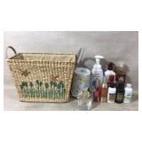 Basket, hygiene supplies and incense machine