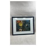 Artist signed framed Halloween-themed collage