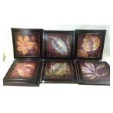 6 Framed Decorative Floral Wall Panels