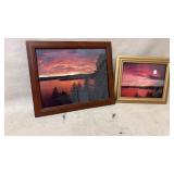 2 Framed Scenic Lake Art Work