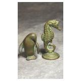 Vintage Brass Seahorse and Penguin Office Desk