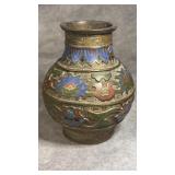Vintage Japanese Champlevï¿½ Enamel Brass Vase