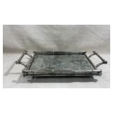 Mid-Century Modern faux bamboo chrome and smoked