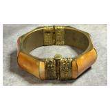 Vintage Indian Brass and Bone Hinged Bangle