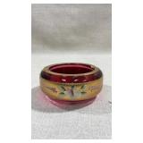 vintage Bohemian ruby red glass ashtray