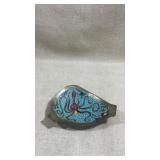 handmade metal and enamel ashtray featuring a