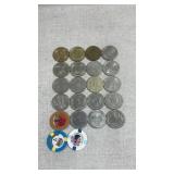 assorted vintage casino gaming tokens from Las