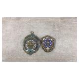Brass and Enamel Filigree Hinged Ornaments