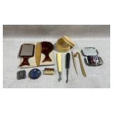 Vtg/antique traveling hygiene items and sewing kit